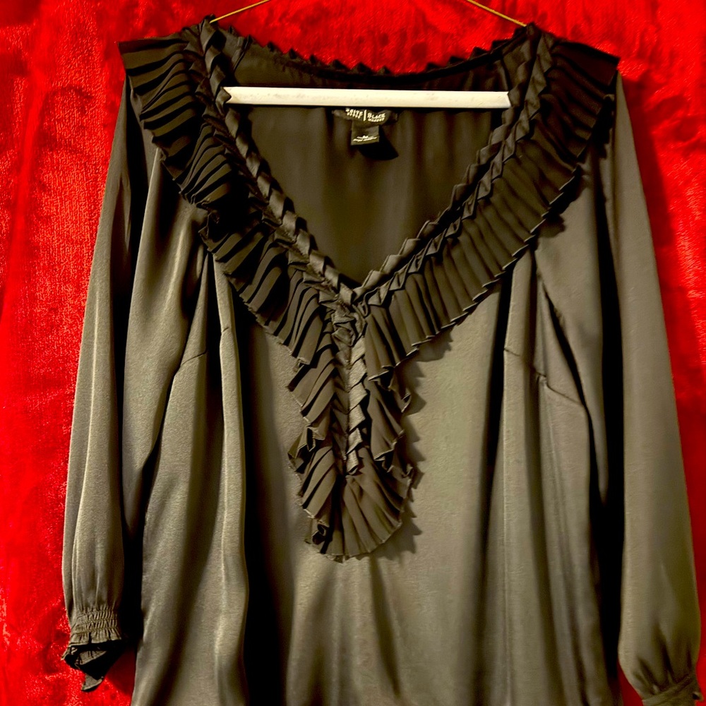 White House Black Market Elegant Black Ruffled Women's blouse